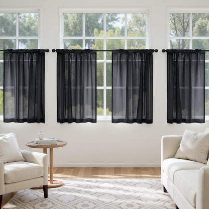 MIULEE White Sheer Curtains 84 Inches Long, 4 Panels Set, Light Filtering Rod Pocket Voile Drapes for Living Room and Bedroom, Airy Soft Fabric Window Treatments, 42 x 84 Inches