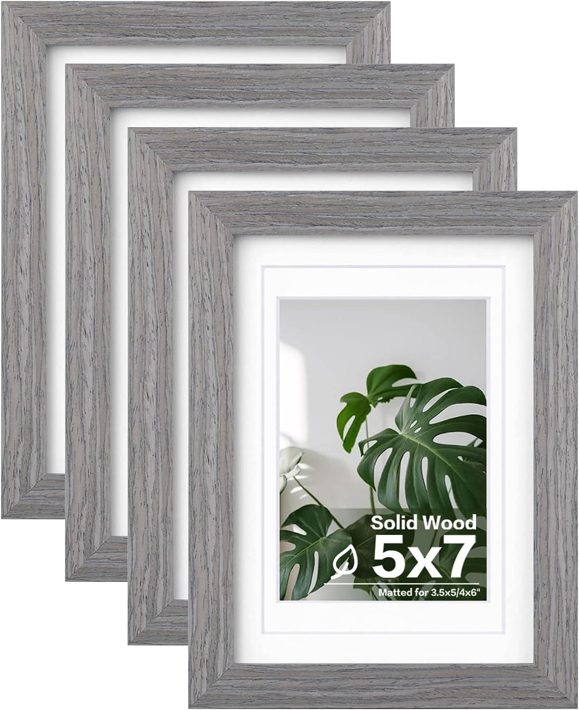 Egofine 8x10 Picture Frames Set of 4, Made of Solid Wood Covered by Plexiglass 4x6 and 5x7 with Mat or 8x10 without Mat, for Table Top Display and Wall Mounting Photo Frame Black