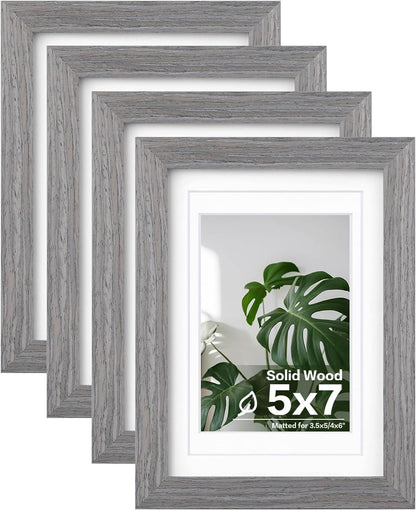 Egofine 8x10 Picture Frames Set of 4, Made of Solid Wood Covered by Plexiglass 4x6 and 5x7 with Mat or 8x10 without Mat, for Table Top Display and Wall Mounting Photo Frame Black