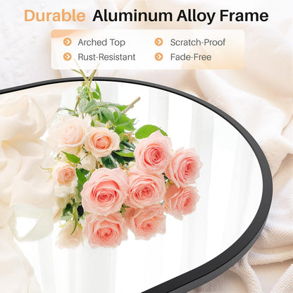 Bathroom Mirror for Wall, 24 Inch Round Mirror, Matte Black Metal Framed Circle Vanity Mirror for Bathroom Bedroom Living Room Entryway, Anti-Rust, Tempered Glass, Hanging or Leaning