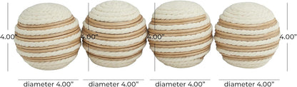 Deco 79 Jute Rope Handmade Decorative Ball Orbs & Vase Filler with Varying Designs, Set of 4 4"W, 4"H, Brown