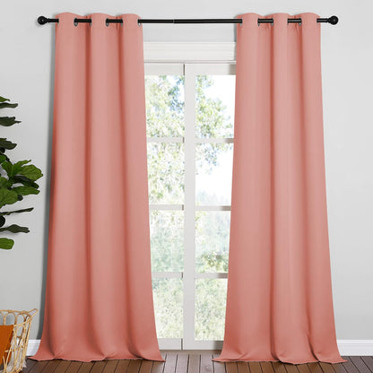 NICETOWN Halloween Pitch Black Solid Thermal Insulated Grommet Blackout Curtains/Drapes for Bedroom Window (2 Panels, 42 inches Wide by 63 inches Long, Black) - Colors C