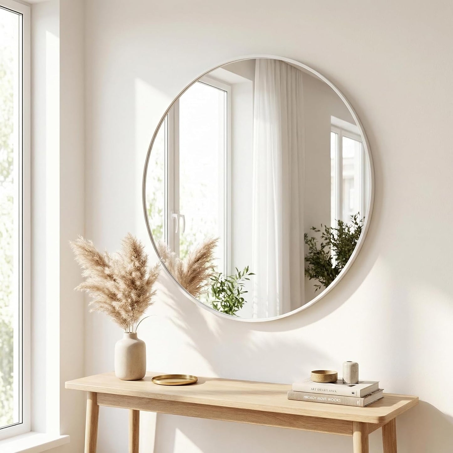 HARRITPURE Round Mirror 30 Black Wall Mounted Circle Mirrors Vanity Mirror with Brushed Aluminum Alloy Frame Modern Decoration for Bathroom, Living Room, Vanity, Bedroom, Entryway