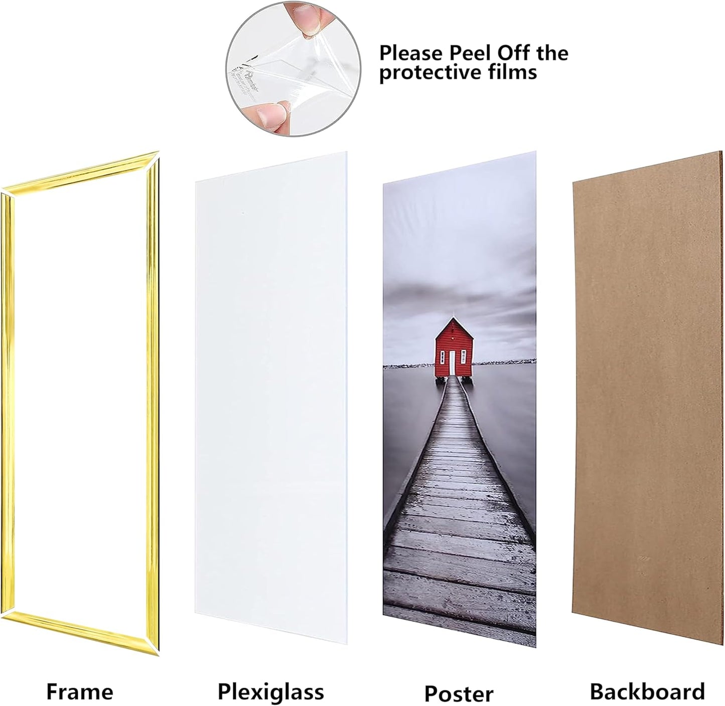 ELSKER&HOME 22.375 x 34 Poster Frame 3 Pack, Black Picture Frame for Horizontal or Vertical Wall Mounting, Sturdy and Scratch-proof