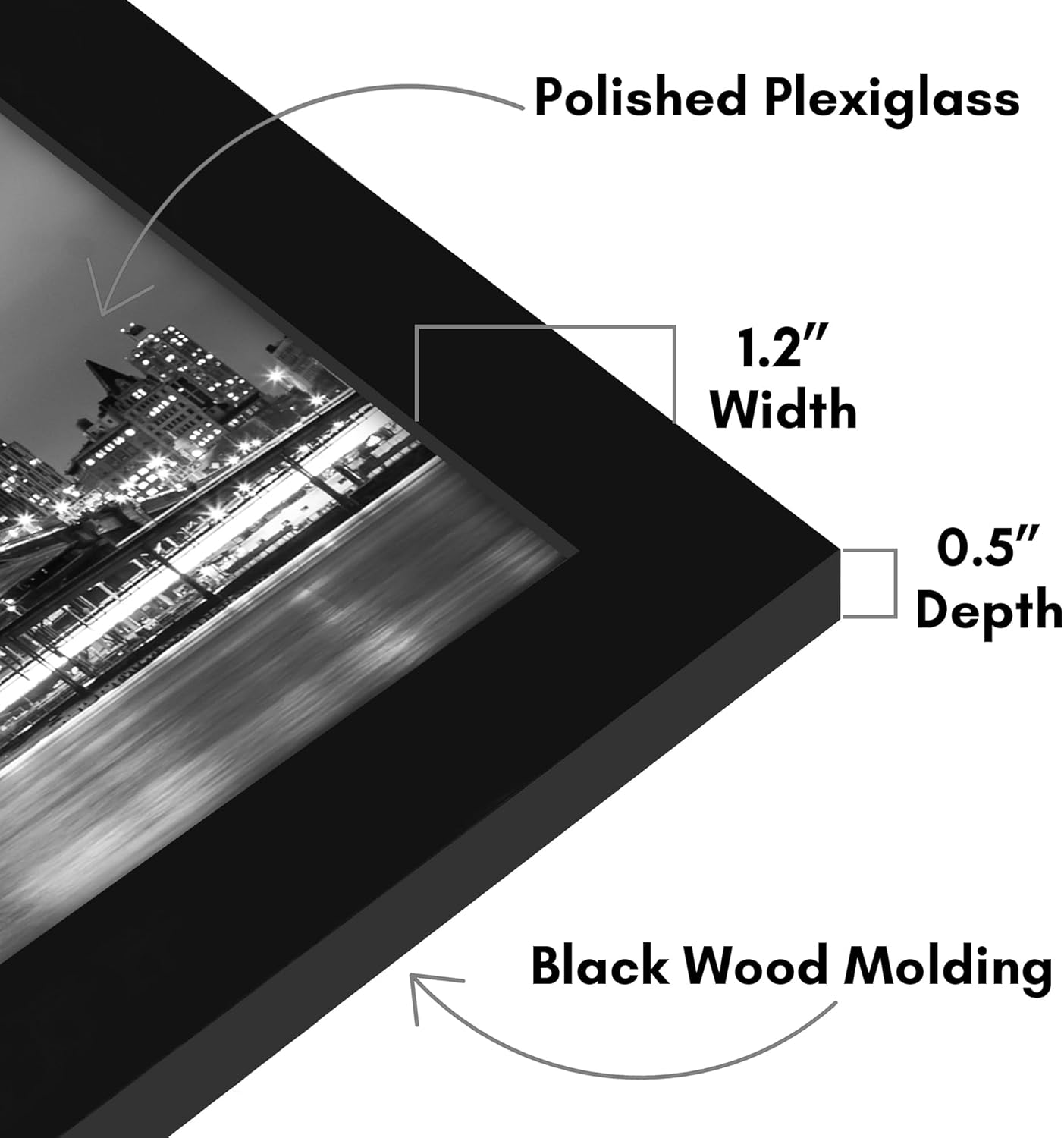Americanflat 16x20 Picture Frame with Polished Plexiglass - Black Picture Frame - Wide Photo Frames Made of Engineered Wood for Vertical or Horizontal Wall Display - Epic Collection - Black - Colors A