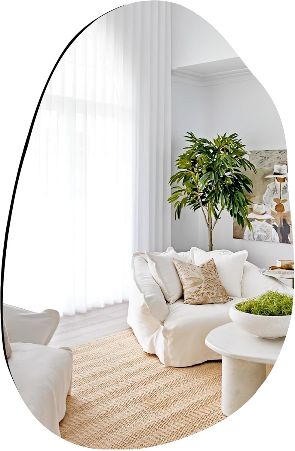 White Round Mirror 30 Inch, Circle Wall Mirrors for Bathroom, Bedroom Living Room or Entryway