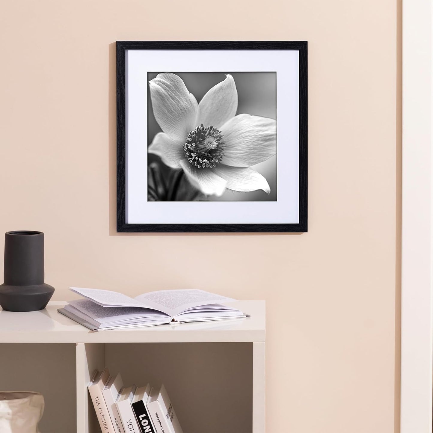 eletecpro 12x12 Picture Frames Set of 9 with Clear Acrylic Cover, Display 8x8 Photos with Mat or 12x12 Without, Classic and Sturdy Square Collage Gallery Wall Decor, Easy Wall Mount, Black