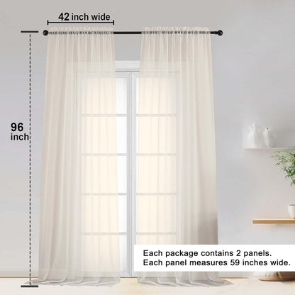 OWENIE Sheer Curtains 84 inches Long 2 Panels Set for Living Room/Bedroom, Rod Pocket Voile Sheer Panel Drapes, White, 2pcs, Each 42" W x 84" L - Colors B