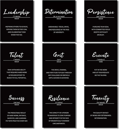 Outus 9 Pieces Inspirational Phrases Posters Wall Decor Motivational Sayings Quote Positive Prints for Teens Adults Living Room Office Classroom Bulletin Board Decor,Unframed,8 x 10 Inch (Black)