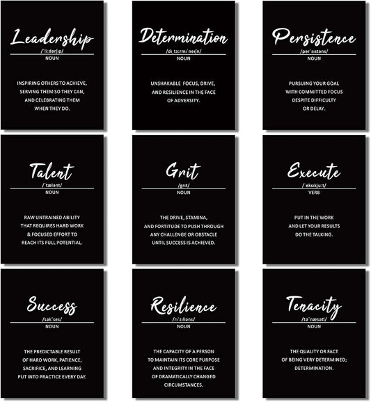 Outus 9 Pieces Inspirational Phrases Posters Wall Decor Motivational Sayings Quote Positive Prints for Teens Adults Living Room Office Classroom Bulletin Board Decor,Unframed,8 x 10 Inch (Black)