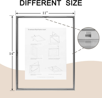 FrameWorks 8”x10” Deluxe Black Aluminum Contemporary Style Floating Picture Frame with Tempered Glass