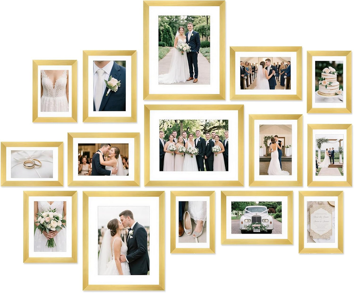 Fixwal Picture Frames Set, Gallery Wall Frame Set Picture Frames Collage 15 Pack for Wall or Tabletop with 8x10 5x7 4x6 Frames, Soft Earth Tones