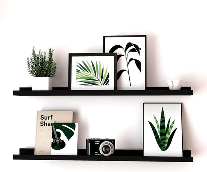 White Floating Shelves for Wall Decor, Wall Mounted Wood Storage Shelf for Bedroom, Living Room, Bathroom, Kitchen, Nursery, Display Picture Ledge Shelf with Lip Set of 2-14 Inches, White