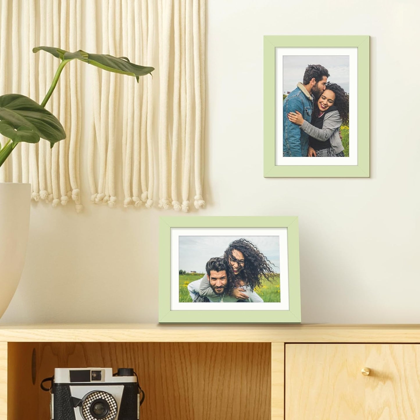 upsimples 8x10 Picture Frame, Display Pictures 5x7 with Mat or 8x10 Without Mat, Wall Hanging Photo Frame, Black, 1 Pack - Colors A