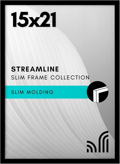 Americanflat 24x36 Poster Frame with Polished Plexiglass - Streamline Collection - Thin Border Picture Frame for Wall Display - Hanging Hardware Included - Black - Colors A