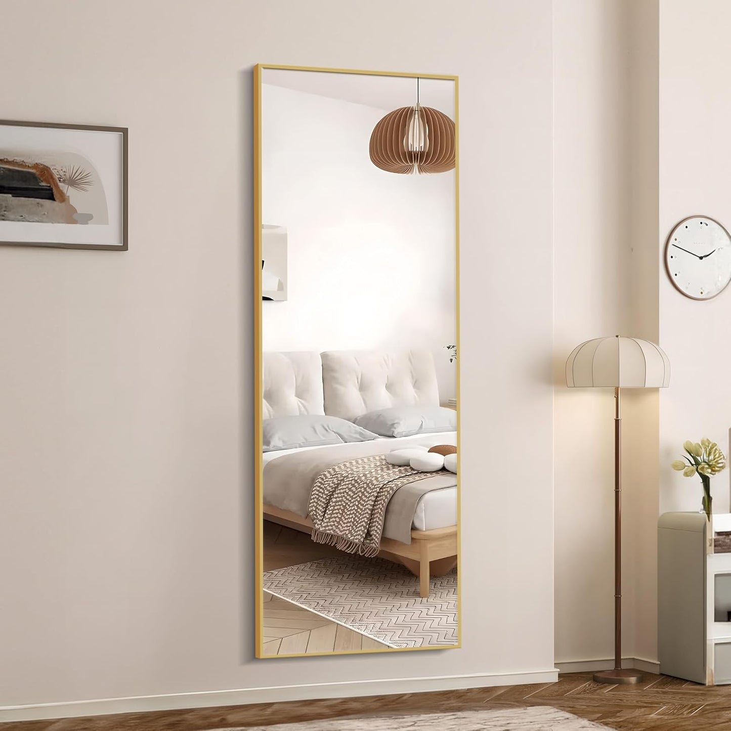 Simple Deluxe Arched Full Length Mirror, 71"x26"Large Floor Mirrors, for Wall Door Bedroom Bathroom Living Room (Gold)