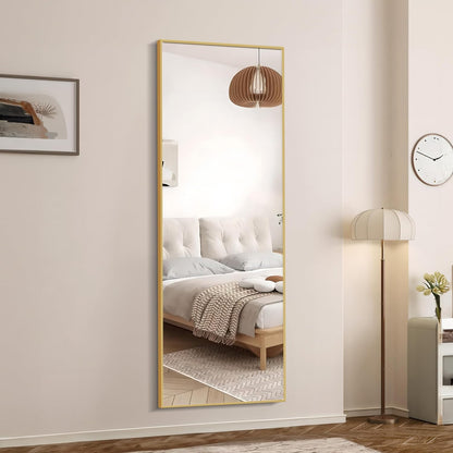 Simple Deluxe Arched Full Length Mirror, 71"x26"Large Floor Mirrors, for Wall Door Bedroom Bathroom Living Room (Gold)