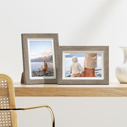 Vittanly 8x10 Picture Frames Set of 9, Shatter Resistant Plexiglass, Display 5x7 Pictures with Mat or 8x10 without Mat, Photo Frames for Wall or Tabletop, Engineered Wood, Black - Colors B