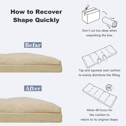 baibu 40 Inch Dual-Layer Patent Design Memory Foam Bench Cushion, Non-Slip Indoor Bench Cushion Standard Size Foam Pad with Machine Washable Cover (Dark Grey, 40x16x3in)