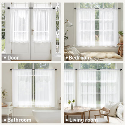 MIULEE White Sheer Curtains 84 Inches Long, 4 Panels Set, Light Filtering Rod Pocket Voile Drapes for Living Room and Bedroom, Airy Soft Fabric Window Treatments, 42 x 84 Inches
