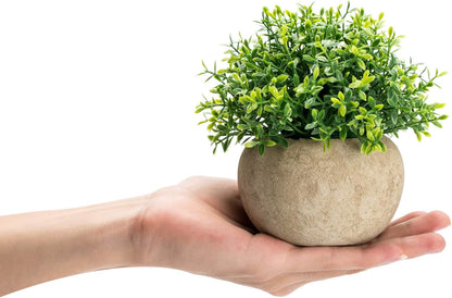 Velener Mini Sage Green Potted Boxwood Topiary Artificial Plants for Home Decor Indoor, Farmhouse House Plant Office Small Desk Shelf Apartment Coffee Bar Bathroom Decor Guest Room, Small Fake Plant
