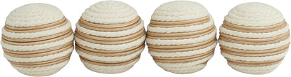 Deco 79 Jute Rope Handmade Decorative Ball Orbs & Vase Filler with Varying Designs, Set of 4 4"W, 4"H, Brown