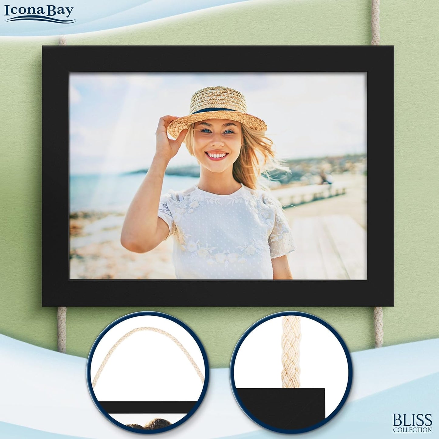 Icona Bay - 4x6 Wall Hanging Picture Frames Collage with 8 Openings - Distressed White, 2 Pack - Casual Style Engineered Wood Frames - Wall Mount Only - Bliss Collection