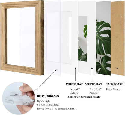 Egofine 12x16 Picture Frame Black, Covered by Plexiglass Made of Solid Wood, Display Pictures 9x12 and 11x14 with Mat or 12x16 Without Mat, for Wall Mounting Photo Frame - Colors A