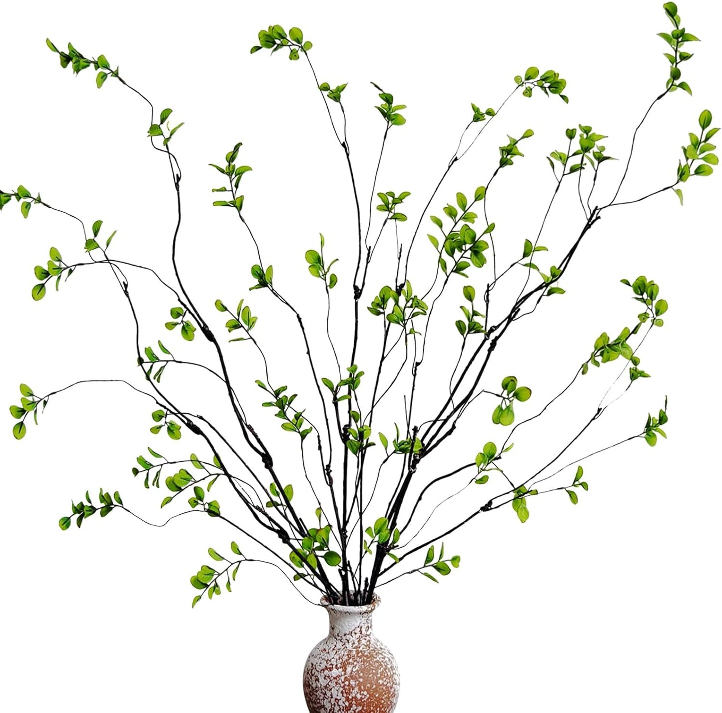 4 Pcs Artificial Ficus Branches Faux Eucalyptus Stems, 47.2 Inch Fake Greenery Stems Artificial Plants for Vase Filler Decoration, Fake Leaves Branches Centerpieces Decor