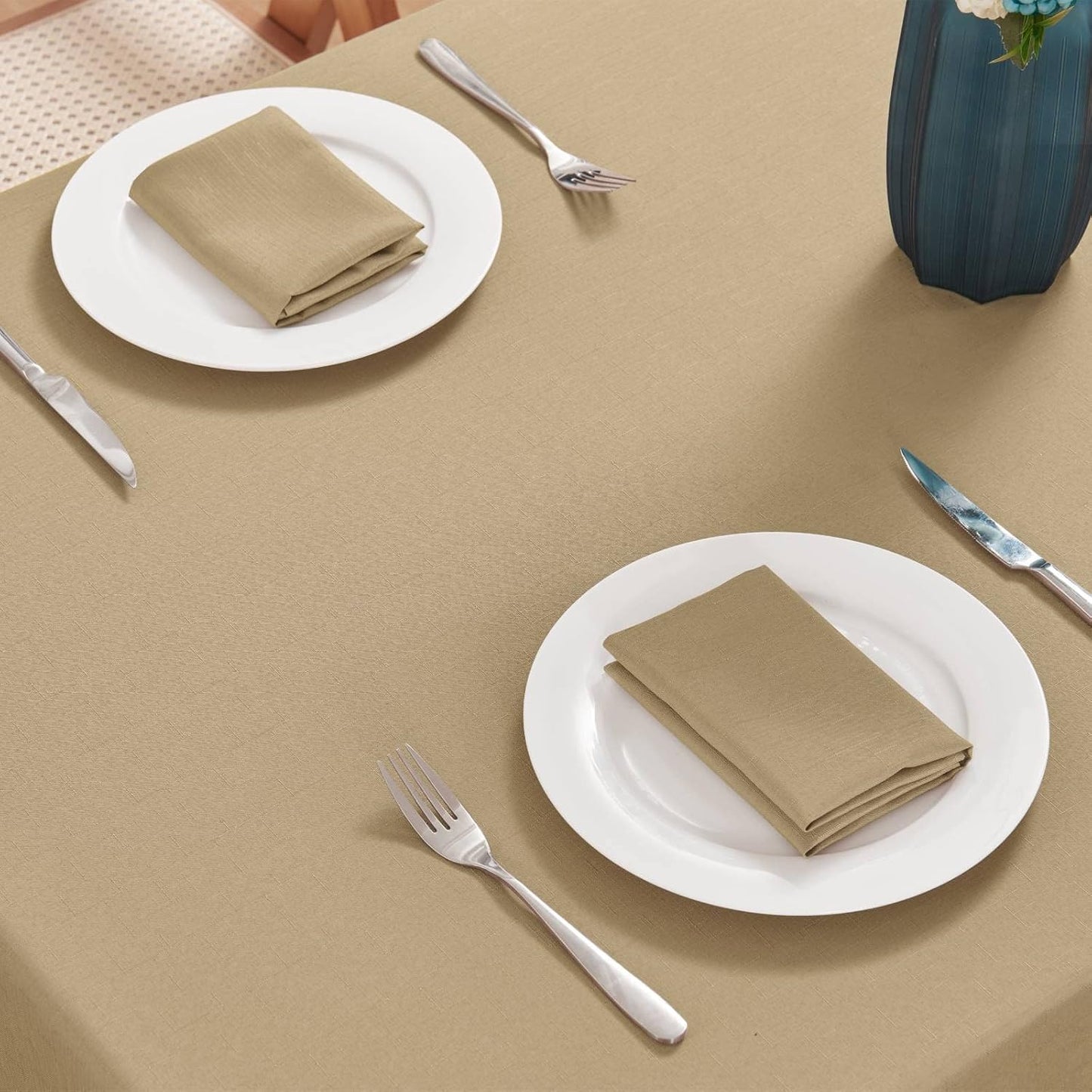 Veblandy Rectangle Tablecloth Waterproof Linen Textured Table Cloth Stain and Wrinkle Resistant Washable, Decorative Fabric Table Cover for Dining, Party and Camping (Sage Green, 52 * 70)
