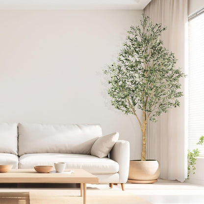 Realead Faux Olive Tree 7ft - Realistic Tall Olive Trees Artificial Indoor - Large Fake Olive Tree with Natural Wood Trunk and Lifelike Leaves - Artificial Olive Tree for Home Office Decor