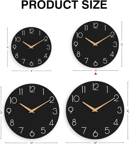 cicininc Wall Clock, Gray Silent Non-Ticking, Decorative Battery Operated Wall Clocks for Bedroom, Kitchen, Home, Office, School, Hotel (8 Inch)