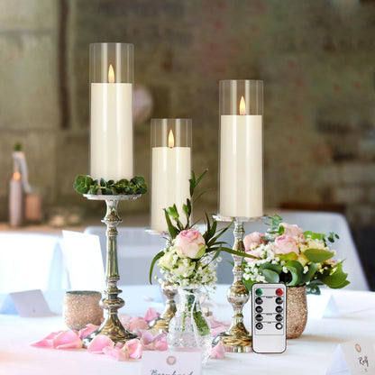 YOROXRG Set of 24 Waterproof Outdoor Flameless Candles, LED Candles with 4 Remote and Timer,(H 4" 5" 6" x D 2.2"),for Halloween Wedding Festiv