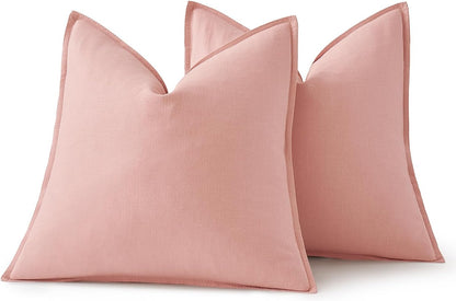 MIULEE Decorative Linen Euro Sham Pillow Covers 26x26 Cream White Boho Farmhouse Neutral Couch Throw Pillows for Bed Pack of 2 Accent Modern Pillowcase Sofa Livingroom Home Decor