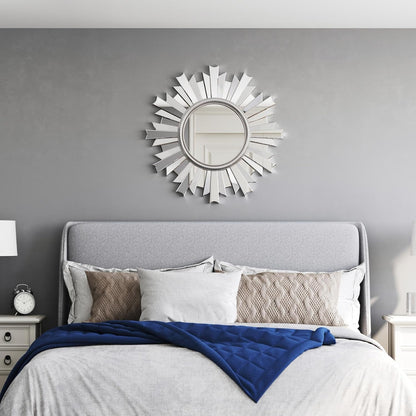 Gold Sunburst Mirror, 26" Sun Mirror Wall Decor with Beveled Glass Frame, Starburst Mirrors for Entryway, Dining Room, Living Room