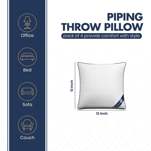 Utopia Bedding Throw Pillow Inserts (Pack of 4, White), 18 x 18 Inches Decorative Indoor Pillows for Sofa, Bed, Couch, Cushion Sham Stuffer