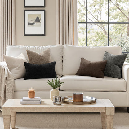 MIULEE Pack of 2 Couch Throw Pillow Covers 18x18 Inch Neutral Beige Modern Boho Accent Decorative Pillow Covers Soft Chenille Farmhouse Cushion Covers for Home Decor Bed Sofa Living Room