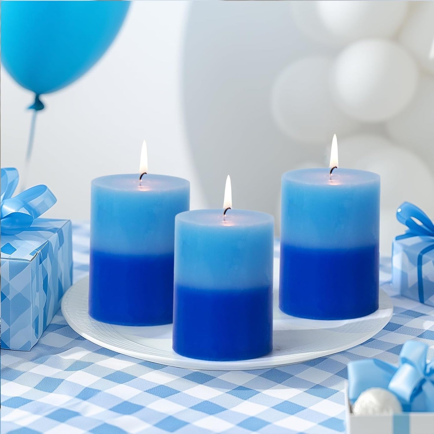 KONNI Coffee Layered Pillar Candles Set of 3, 3"x 4" Unscented Pillar Candles Bulk, 39 Hours Long Burning Candles, Smokeless&Dripless Round Candle for Wedding, Home Decoration, Parties, Spas, Dinner