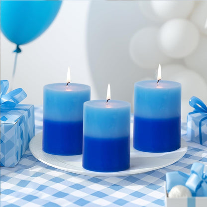 KONNI Coffee Layered Pillar Candles Set of 3, 3"x 4" Unscented Pillar Candles Bulk, 39 Hours Long Burning Candles, Smokeless&Dripless Round Candle for Wedding, Home Decoration, Parties, Spas, Dinner