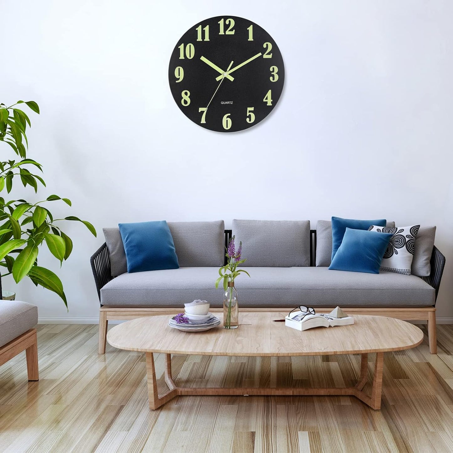 HZDHCLH Wall Clocks Battery Operated,12 inch Silent Non Ticking Modern Wall Clock for Living Room Bedroom Kitchen Office Classroom Decor (Olive Green and Gold)