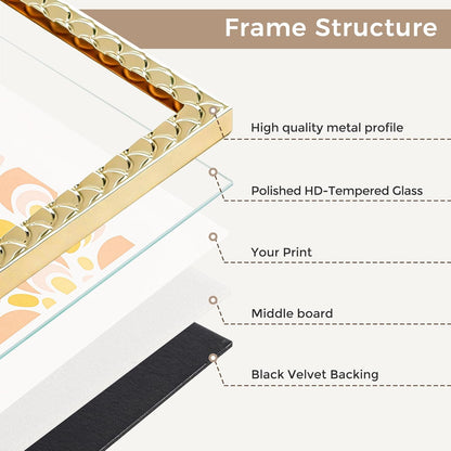 RICHFOCUS Gold 5x7 Floating Picture Frame for Photo 4x6 3.5x5 | 5 x 7 Metal Picture Frames with Double Glass for Tabletop|Modern Photo Frames Wedding|Home Decor