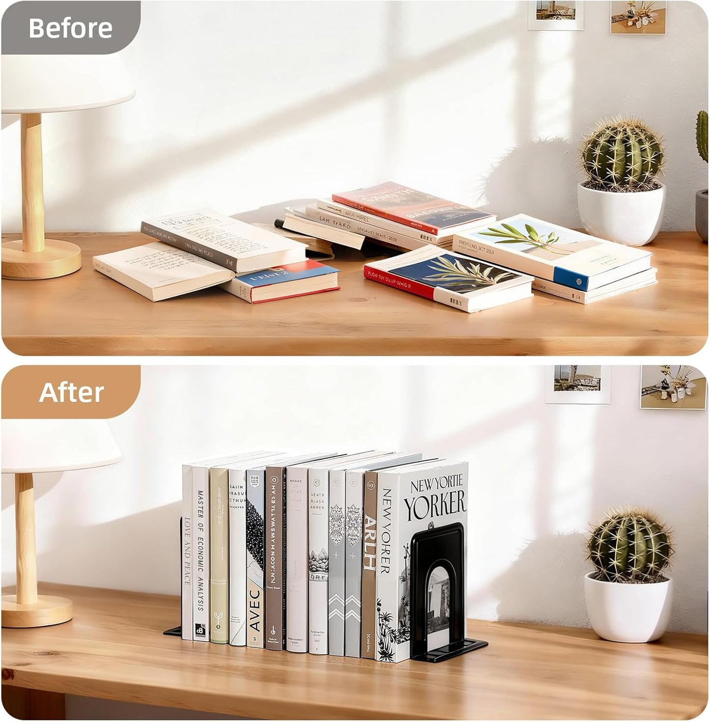 HappyHapi Book Ends, Bookends for Shelves, 24pcs Metal Bookends, Book Ends for Heavy Books Holders for Office Home Library Book Ends Supports, Book Ends to Hold Books Heavy Duty