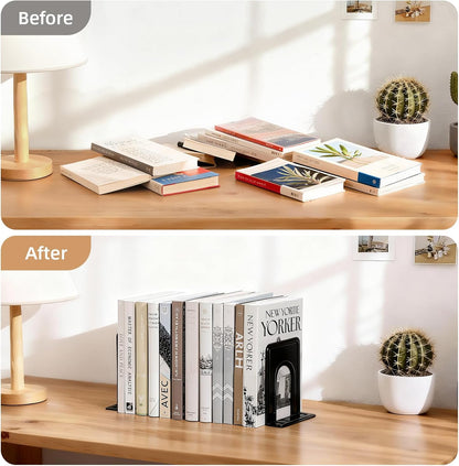 HappyHapi Book Ends, Bookends for Shelves, 24pcs Metal Bookends, Book Ends for Heavy Books Holders for Office Home Library Book Ends Supports, Book Ends to Hold Books Heavy Duty