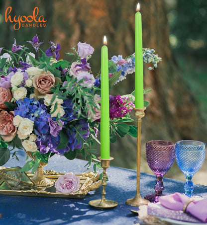 Hyoola Tall Taper Candles - 10 Inch Metallic Gold Unscented Dripless Taper Candles - 8 Hour Burn Time - 4 Pack