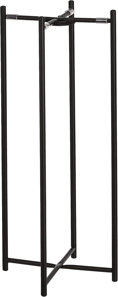 Amazon Basics Two-Tier Indoor Outdoor Metal Round Plant Stand for Multiple Plants, Rustproof Flower Holder with Plant Shelf, Black