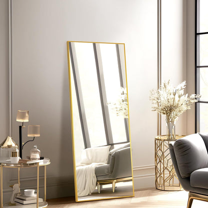 NicBex Full Length Mirror with Stand, 56"x19" Aluminum Alloy Frame Floor Mirror, Black, Shatter-Proof Glass - Free Standing, Leaning Against Wall or Wall-Mounted, for Bedroom Living Room Dressing Room