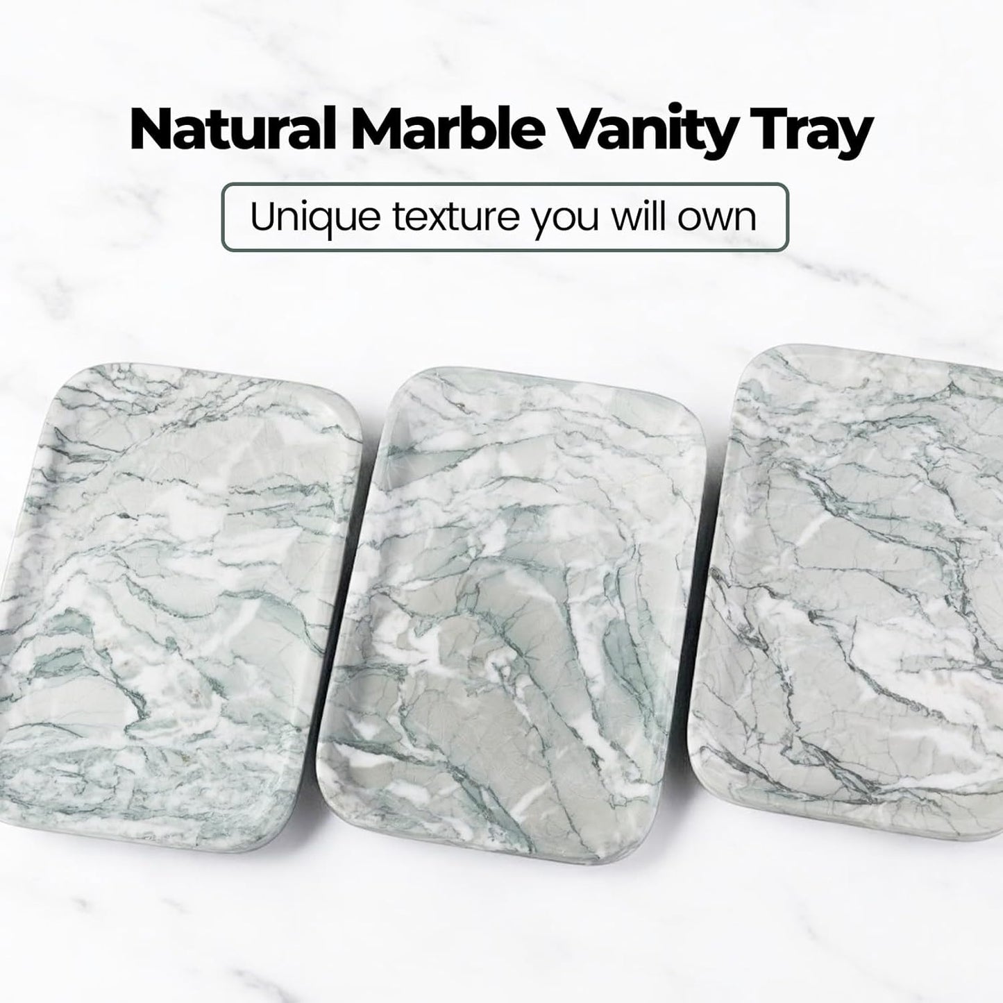 Marble Vanity Tray for Dresser Organizer, Travertine Bathroom Tray Countertop, Beige Decorative Serving Trays, Kitchen Sink Storage, Jewelry & Perfume Holder(Travertino Romano)