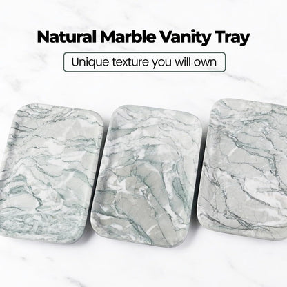 Marble Vanity Tray for Dresser Organizer, Travertine Bathroom Tray Countertop, Beige Decorative Serving Trays, Kitchen Sink Storage, Jewelry & Perfume Holder(Travertino Romano)