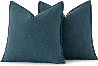 MIULEE Decorative Linen Euro Sham Pillow Covers 26x26 Cream White Boho Farmhouse Neutral Couch Throw Pillows for Bed Pack of 2 Accent Modern Pillowcase Sofa Livingroom Home Decor