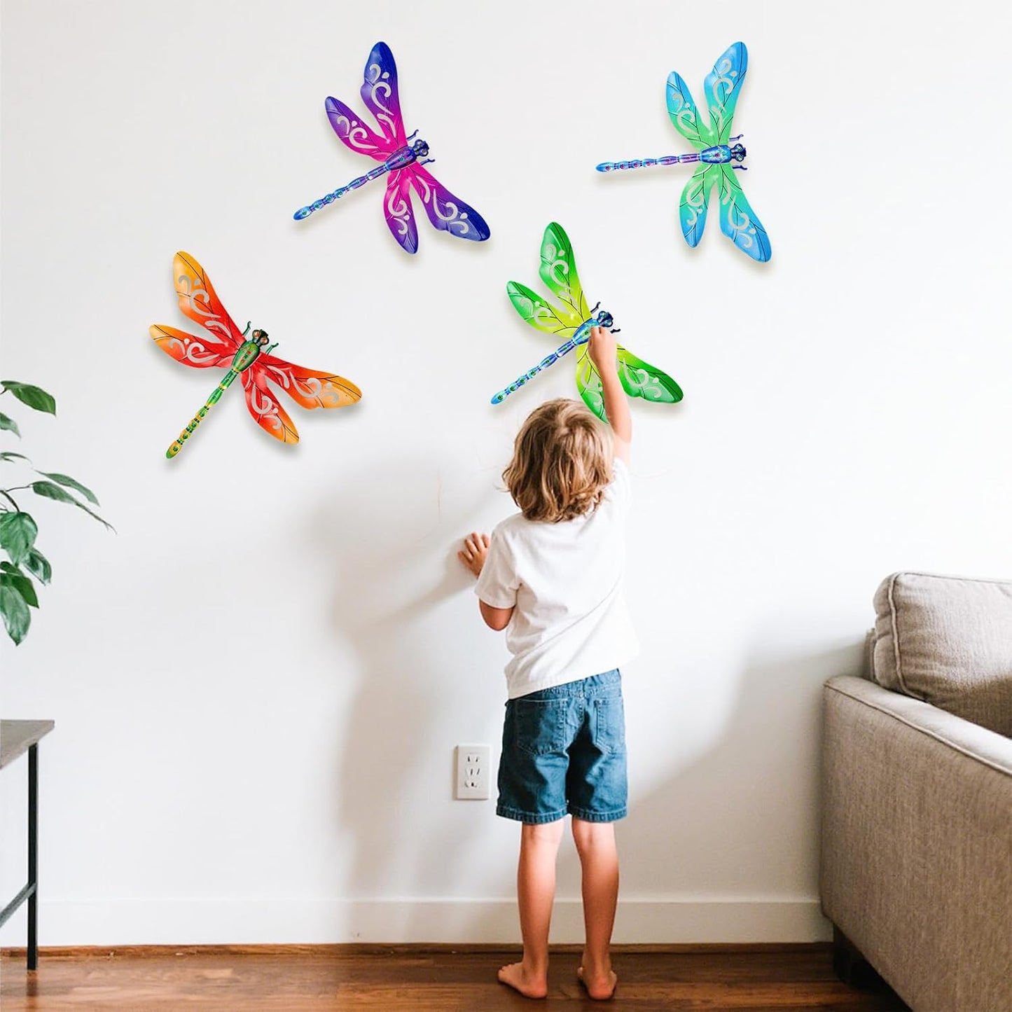 SUNREEK Metal Dragonfly Wall Decor, 9 Inches Dragonfly Outdoor Wall Art for Fence Garden Yard Patio Decorations